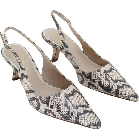 Sam Edelman Bianka Snakeskin Slingback Pointed Toe Heels US 8M EU 38.5 - Picture 4 of 6